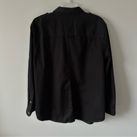 Ralph Lauren Safari Outfitters Black Snap Button Up Shirt Women's 2X Vintage - Picture 10 of 15